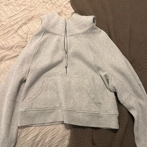 Lululemon Heather Ultra Lite Gray Scuba Oversized Half Zip